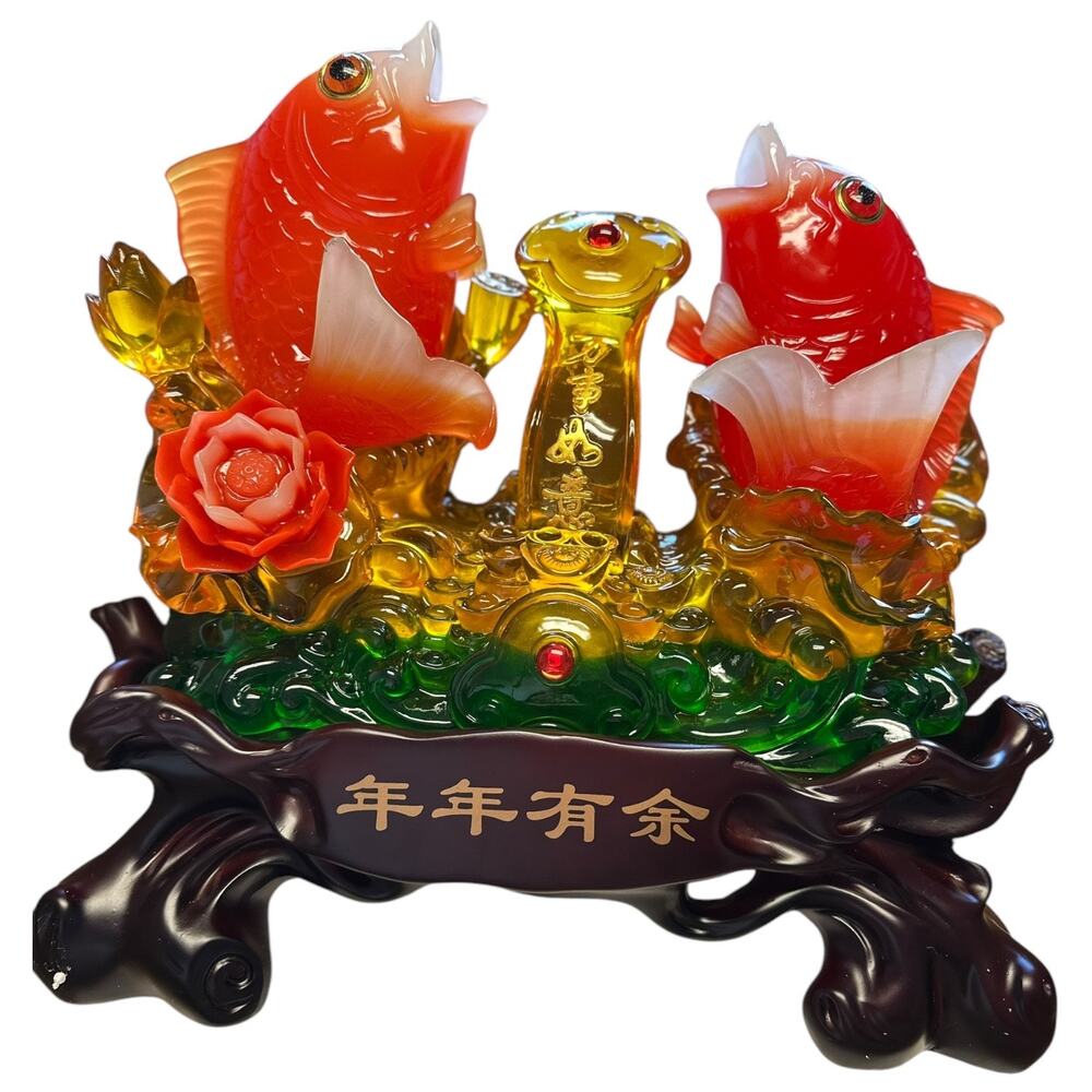 Hanshop Fortune Statue Arowana Golden Fish Statue Home Decor Feng Shui Gift New